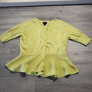 Yellow Button-Up Peplum Top